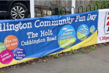 Sign advertising Lillington Community Fun Day 22 July 2023