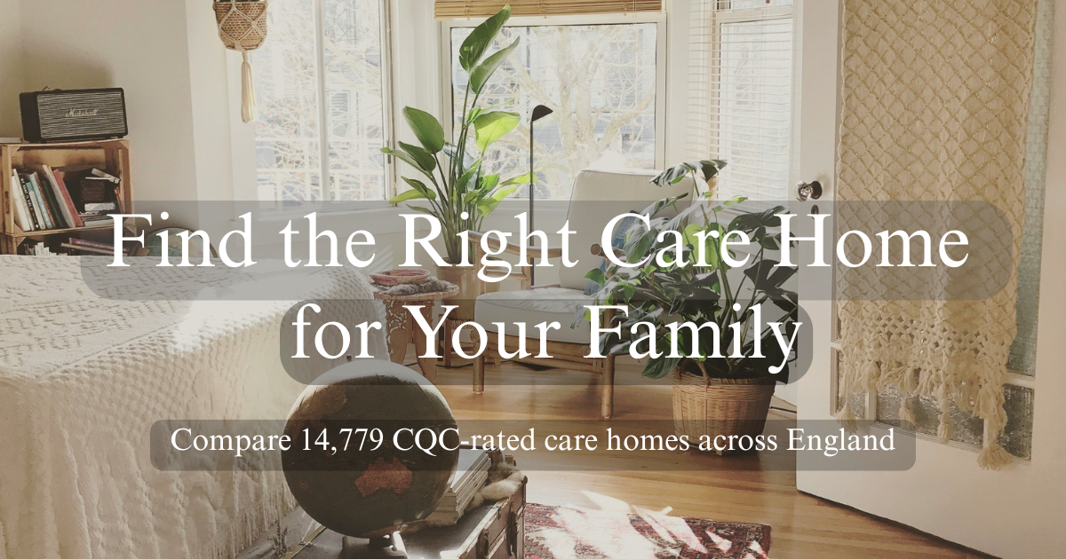 Text saying find the right care home for your family
