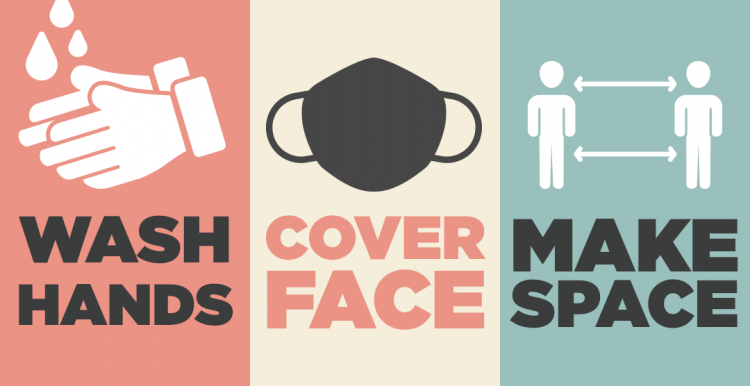 'Wash hands, cover face, make space' NHS message reading 'Wash hands, cover face, make space'