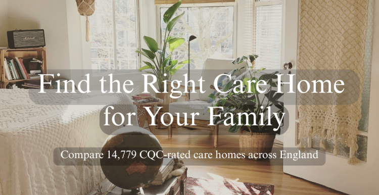 Text saying find the right care home for your family