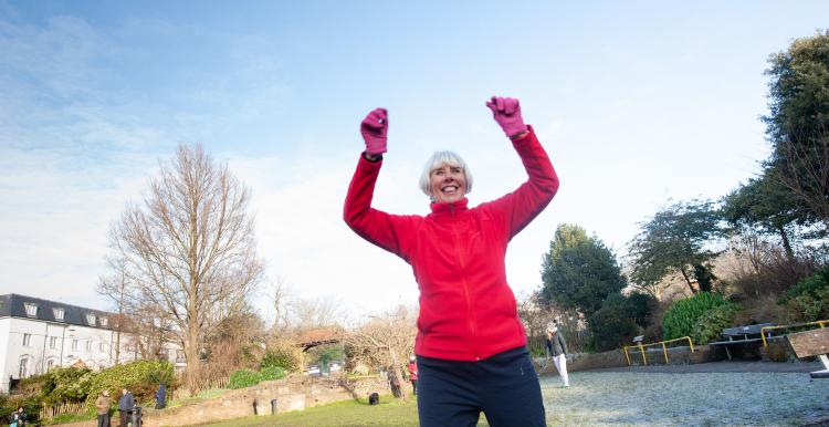 a lady in her 50s or 60s keeping fit