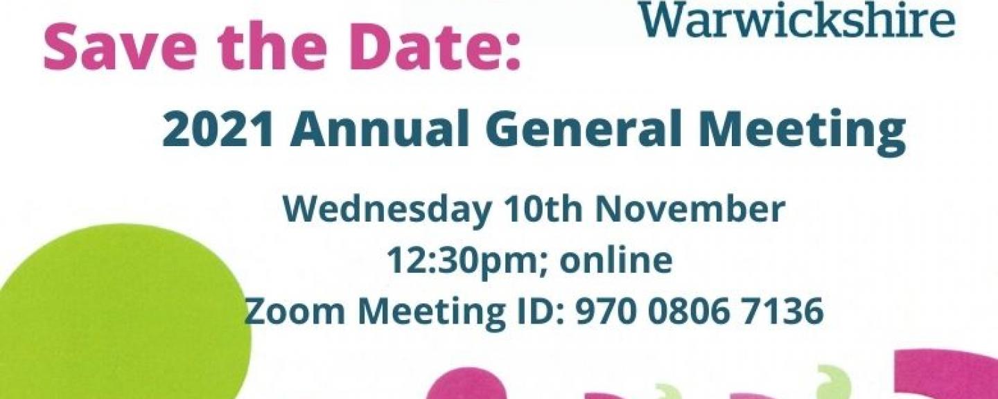 text reading Annual General Meeting Wednesday 10th November at 12:30