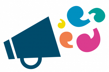 Standing Conference logo - picture  of a megaphone with speech bubble