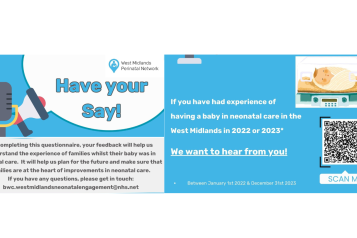 Information and QR code for neonatal care experience survey