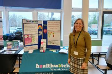 staff with information stand