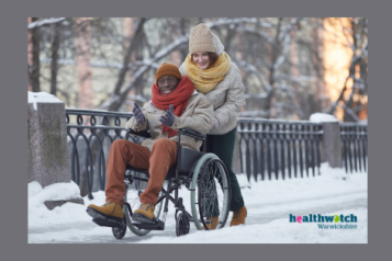 Woman and man outside in winter