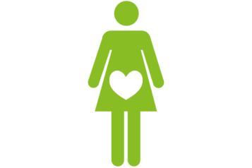 Female outline with white heart