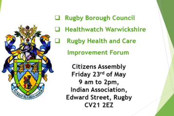 Advert for rescheduled Rugby Citizens Assembly 23 May 2025