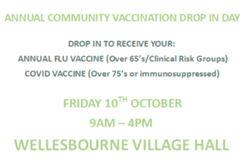 Date and time of Wellesbourne Vaccination drop in October 2025
