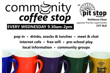 Advertisement for The Pit Stop Community Coffee Stop in Keresley