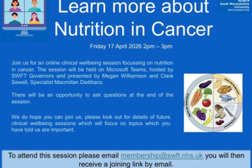 Advert for SWFT Nutrition in Cancer online event