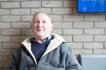 a man in a waiting area