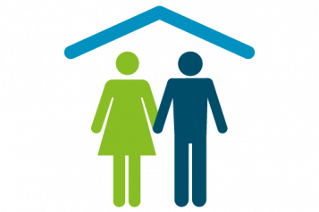 Logo of 2 people in a house
