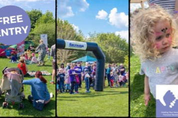 People outdoors at events village