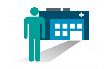 Picture /  Logo of a person walking into a GP surgery