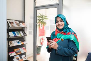 a lady using a smartphone