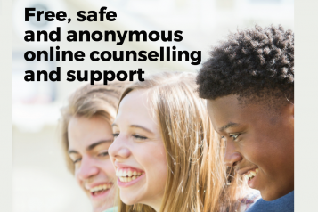 Young People with the text: 'Free, safe and anonymous online counselling and support'