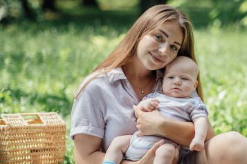 mother and baby outside