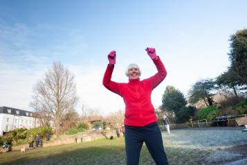 a lady in her 50s or 60s keeping fit