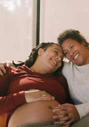 Pregnant woman and friend